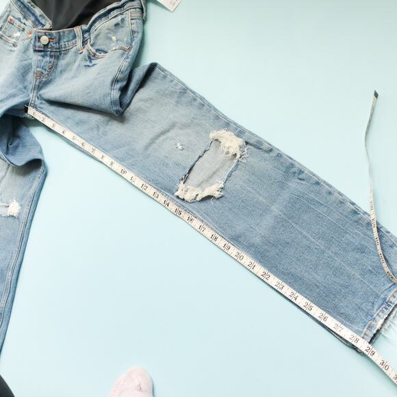 NEW Abercrombie The Ankle Straight Maternity Band Distressed Jeans Size 2 Long - Picture 8 of 9